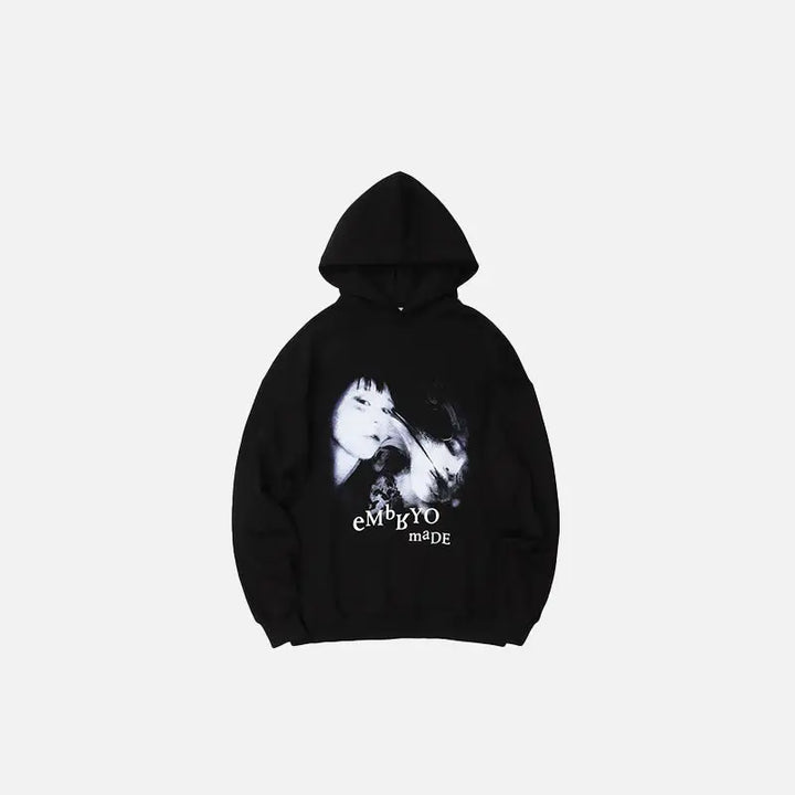 Illusion girl y2k letter print hoodie for fashion-forward style - black / m - hoodie