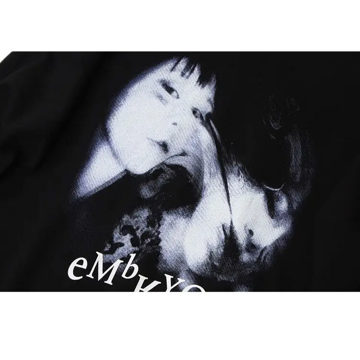 Illusion girl y2k letter print hoodie for fashion-forward style - hoodie