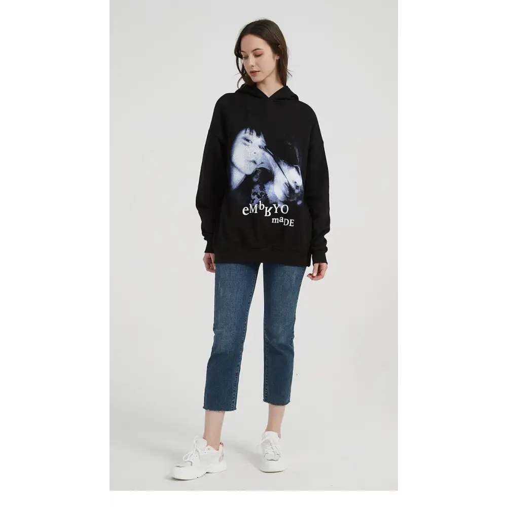 Illusion girl y2k letter print hoodie for fashion-forward style - hoodie