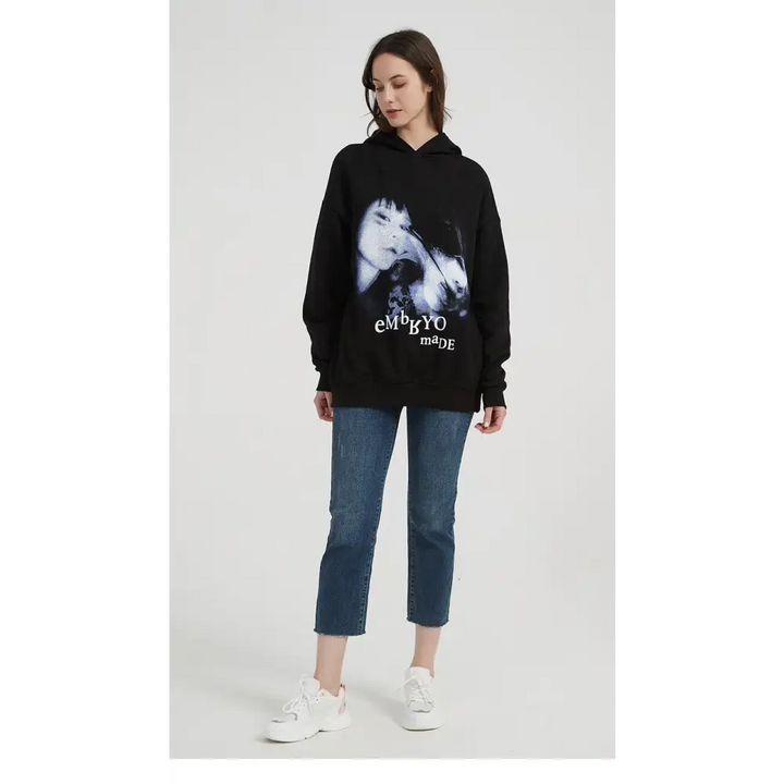 Illusion girl y2k letter print hoodie for fashion-forward style - hoodie