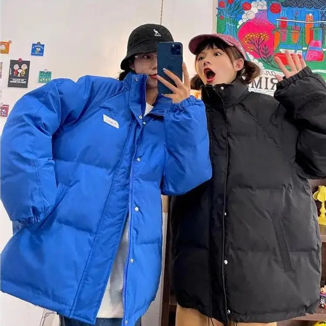 Y2k-inspired high-neck puffer with button fastening and twin pockets - jacket