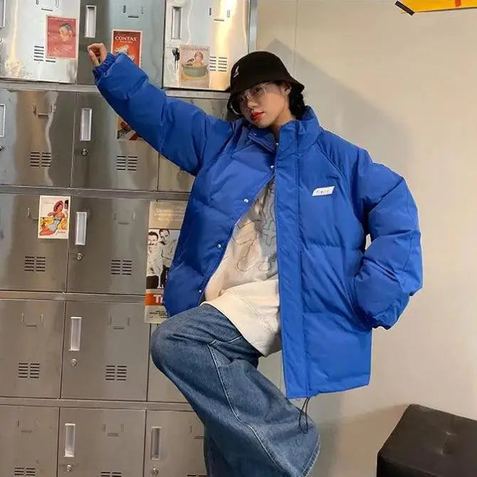 Y2k-inspired high-neck puffer with button fastening and twin pockets - jacket