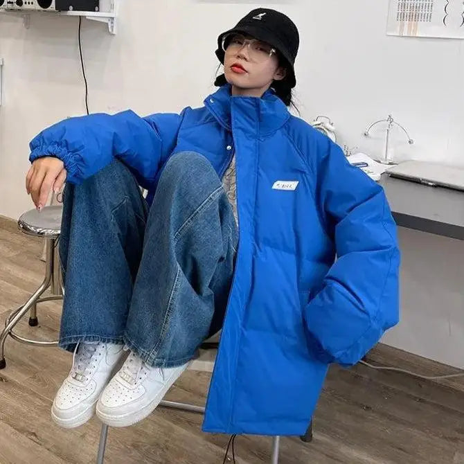 Y2k-inspired high-neck puffer with button fastening and twin pockets - jacket