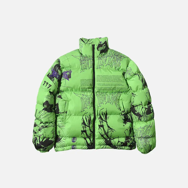 Japanese street puffer y2k jacket for fashion-forward style - green / m - jackets