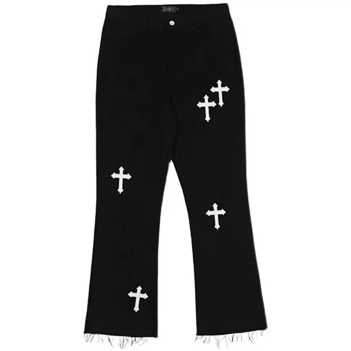 Men’s y2k jeans with a cross for unique streetwear style