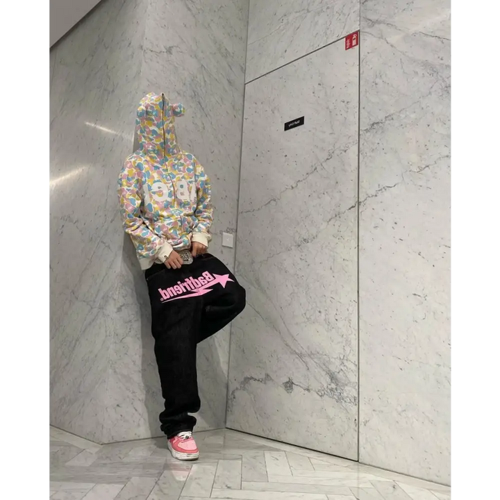 Avant-garde jeans with exclusive writing