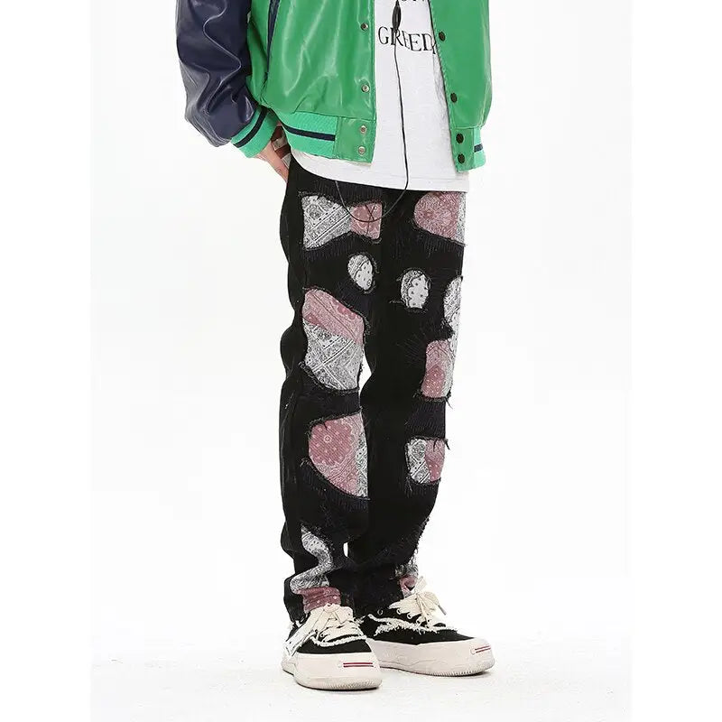 Jean patchwork bandana y2k unique