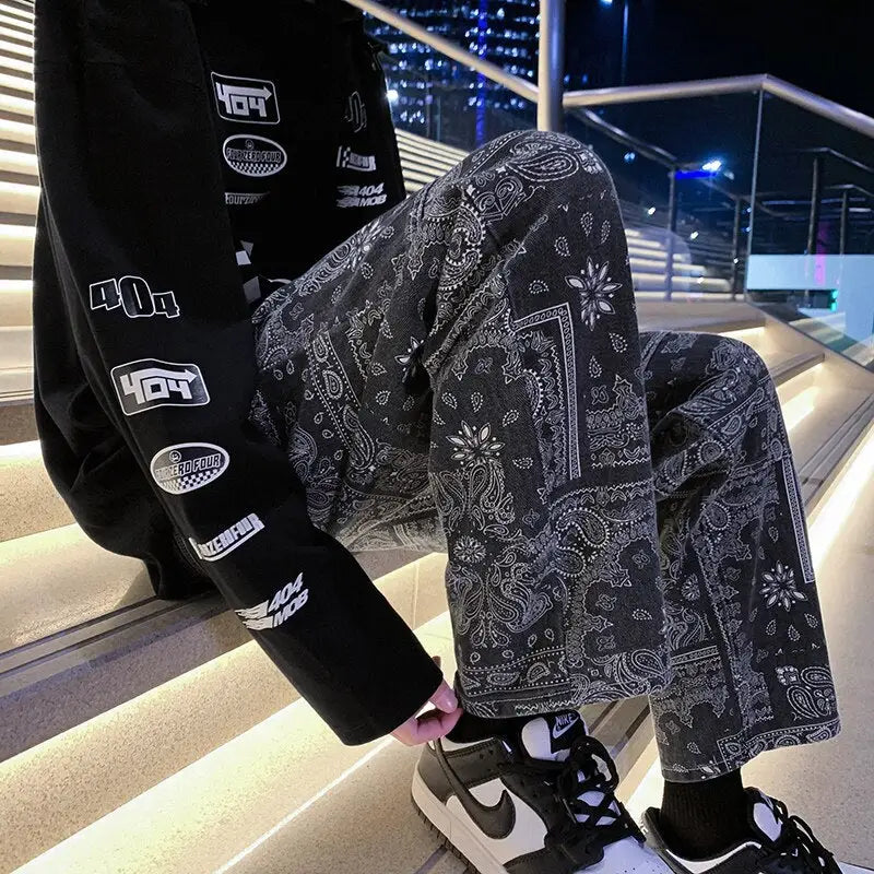 Y2k bandana jeans - unique streetwear to stand