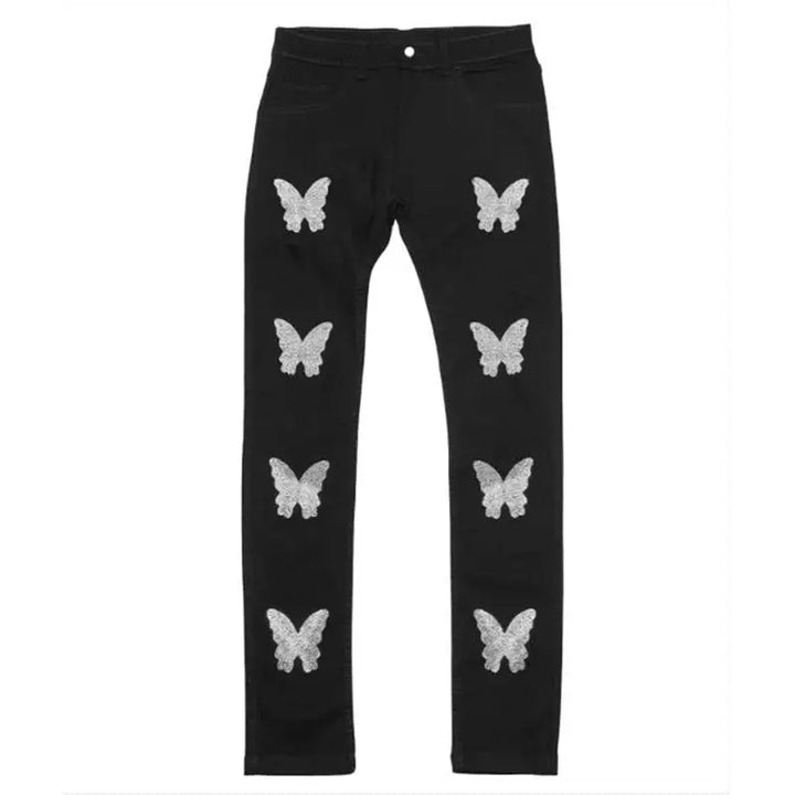 Y2k drill uk jeans decorated with rhinestones - y2k-streetwear.store - 6 / 28