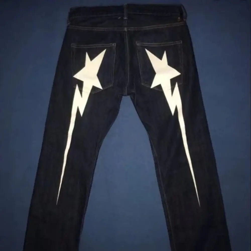 Y2k style butt star jeans for streetwear - 2 / s