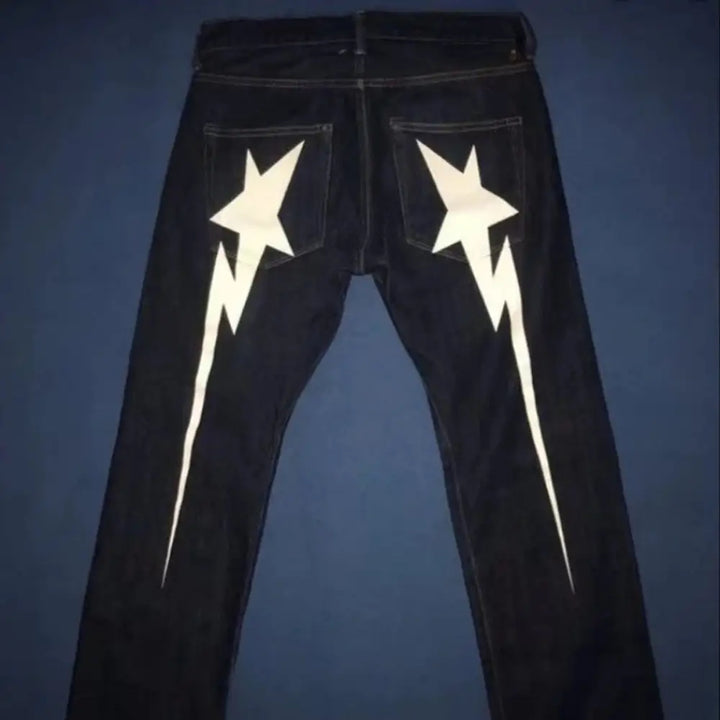 Y2k style butt star jeans for streetwear - 2 / s