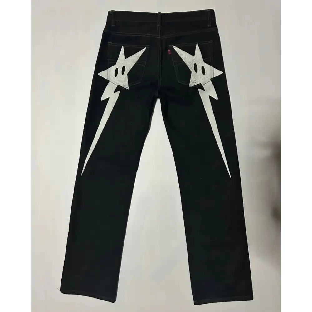 Y2k style butt star jeans for streetwear