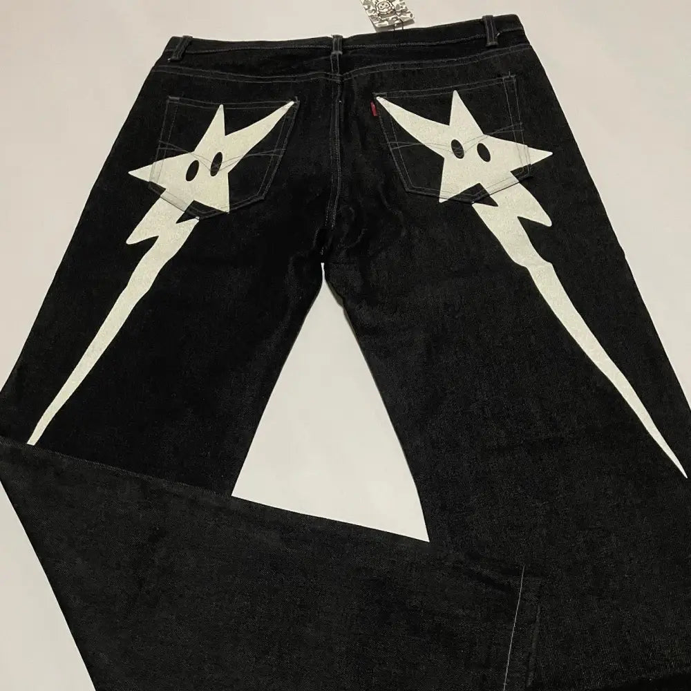 Y2k style butt star jeans for streetwear