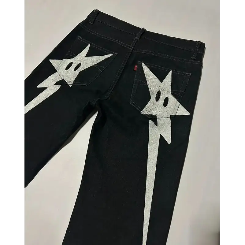 Y2k style butt star jeans for streetwear