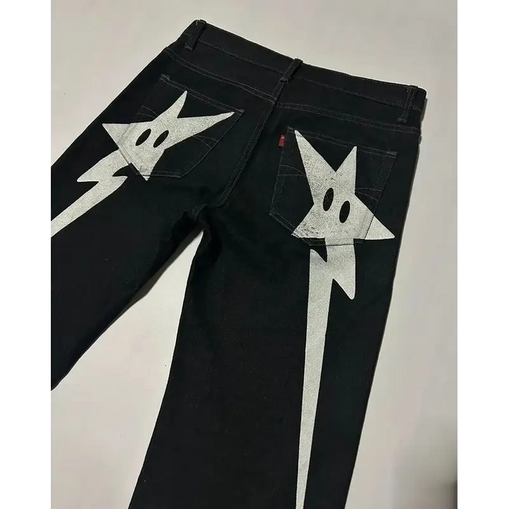 Y2k style butt star jeans for streetwear