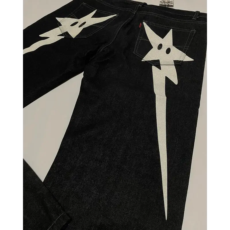 Y2k style butt star jeans for streetwear