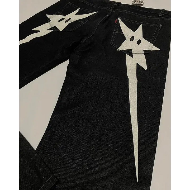 Y2k style butt star jeans for streetwear