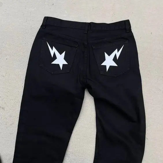 Y2k style butt star jeans for streetwear - 6 / s