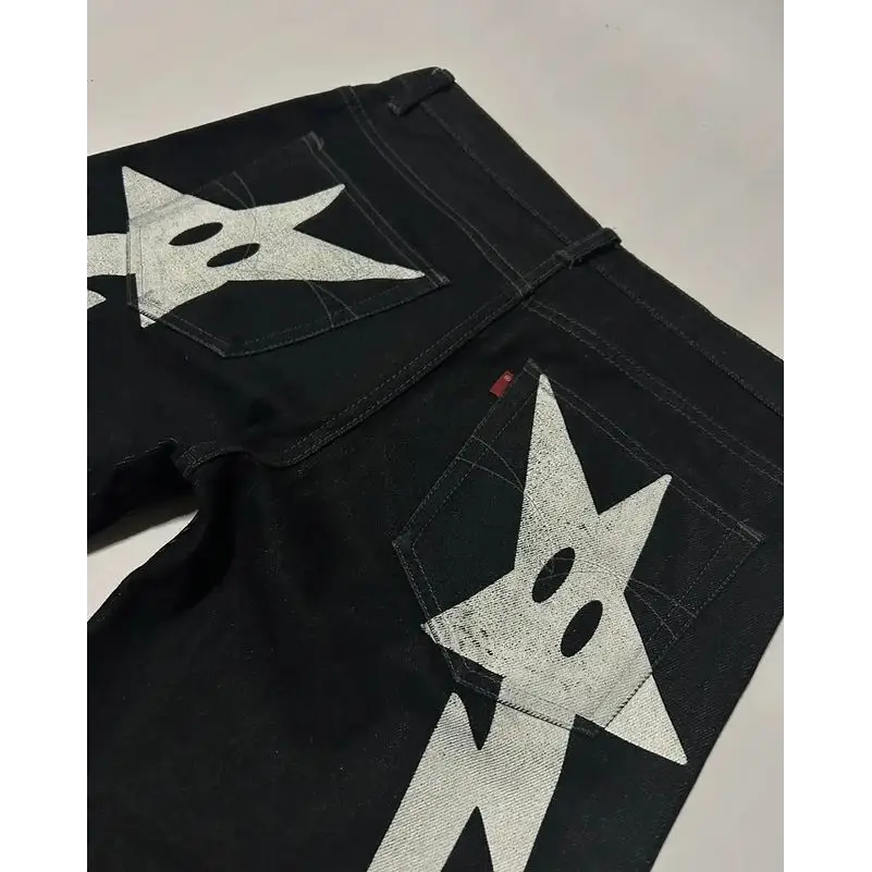 Y2k style butt star jeans for streetwear