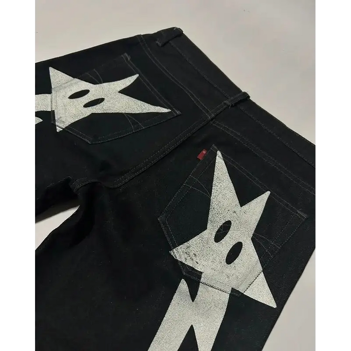 Y2k style butt star jeans for streetwear
