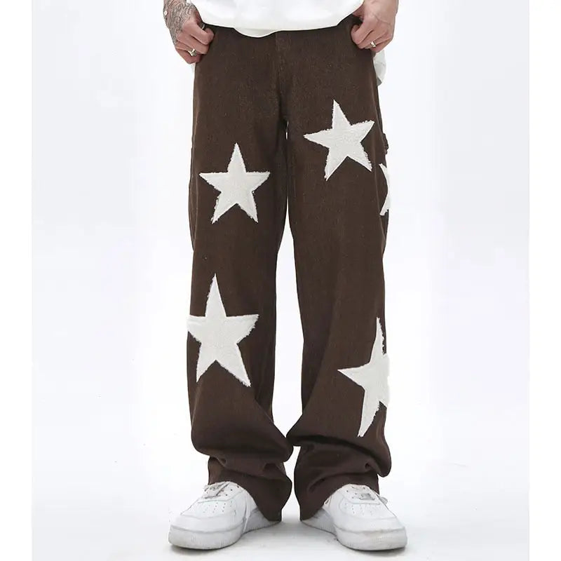 Y2k star print jeans - bold streetwear style
