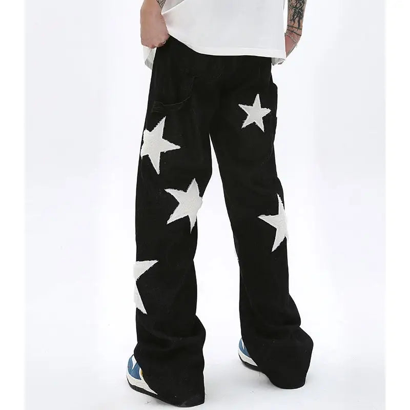 Y2k star print jeans - bold streetwear style