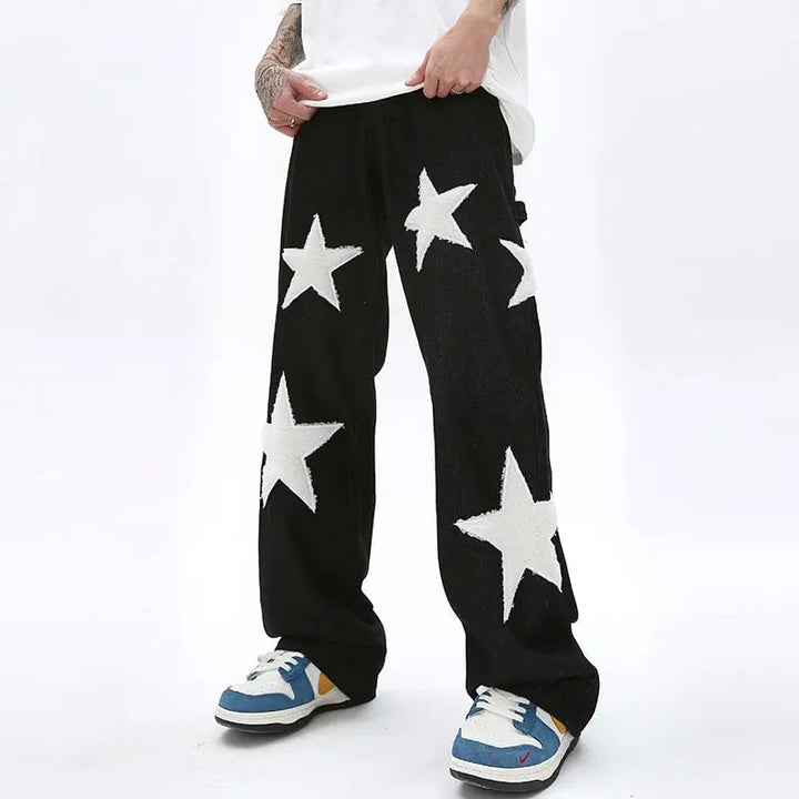 Y2k star print jeans - bold streetwear style