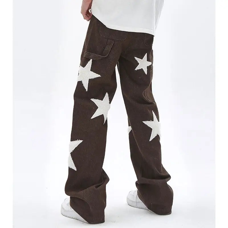 Y2k star print jeans - bold streetwear style