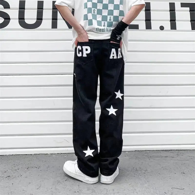 Y2k style star print jeans for a trendy look
