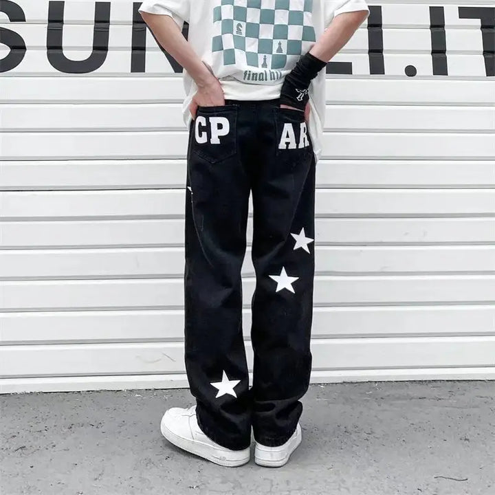 Y2k style star print jeans for a trendy look