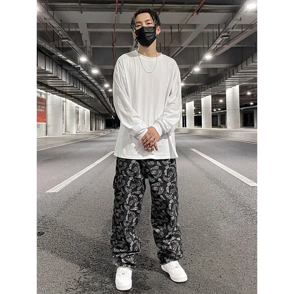 Y2k paisley jeans - urban streetwear style