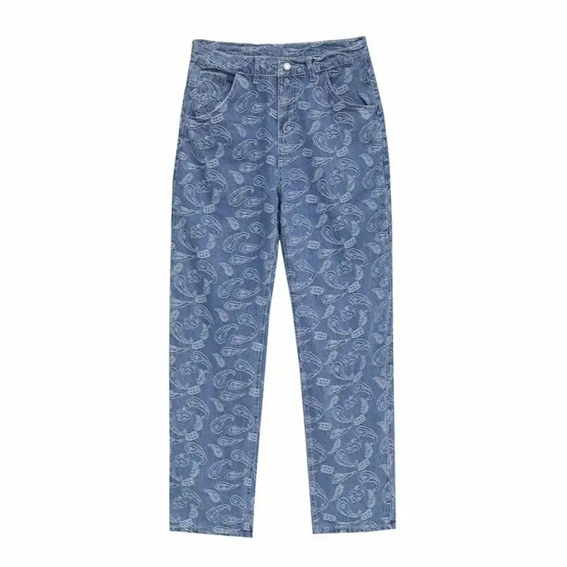 Y2k paisley jeans - urban streetwear style