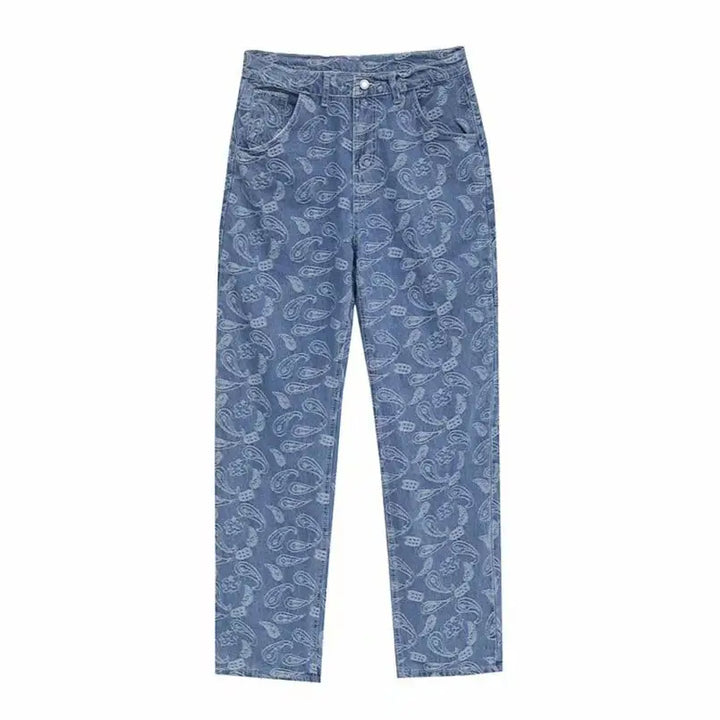 Y2k paisley jeans - urban streetwear style