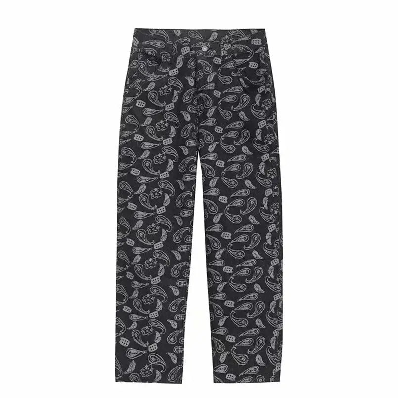 Y2k paisley jeans - urban streetwear style