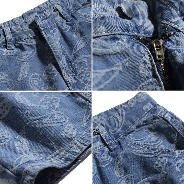Y2k paisley jeans - urban streetwear style