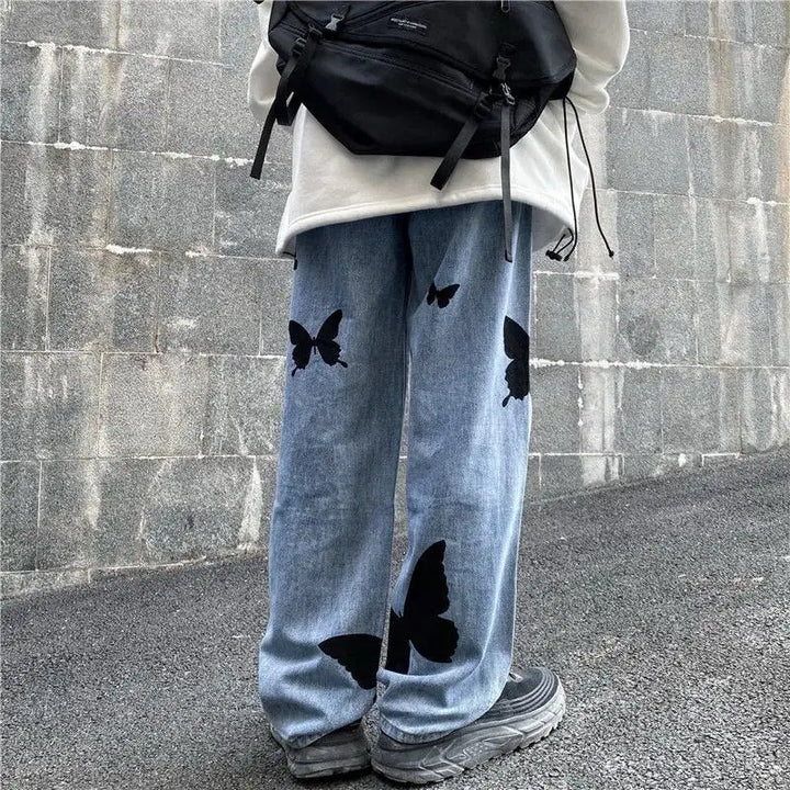 Y2k butterfly jeans - unisex streetwear style