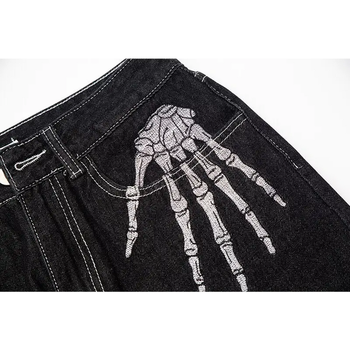 Y2k skeleton jeans for gothic streetwear look