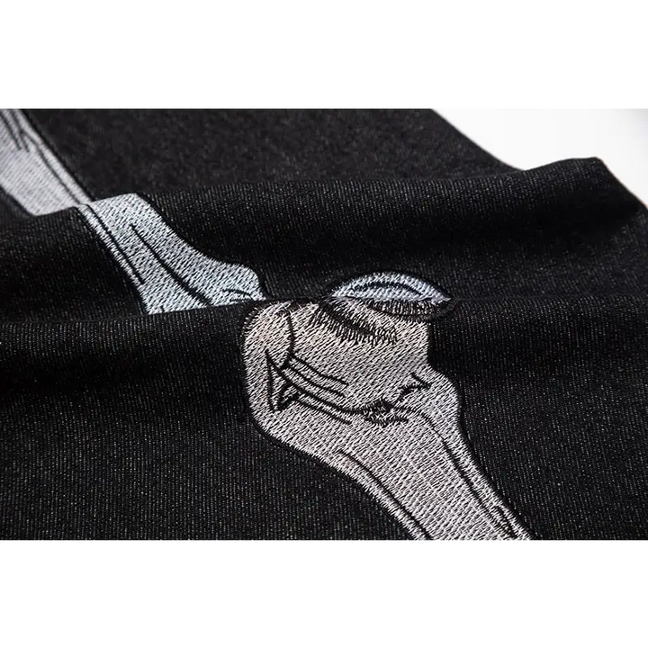 Y2k skeleton jeans for gothic streetwear look