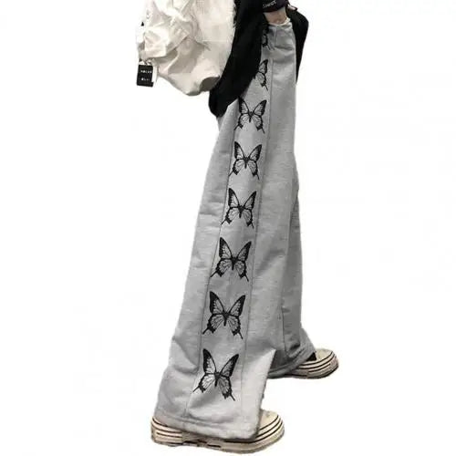Butterfly jogging y2k streetwear and gothic style - grey / m