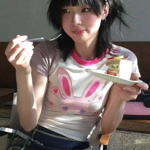 Kawaii crop top for y2k streetwear style and comfort - s