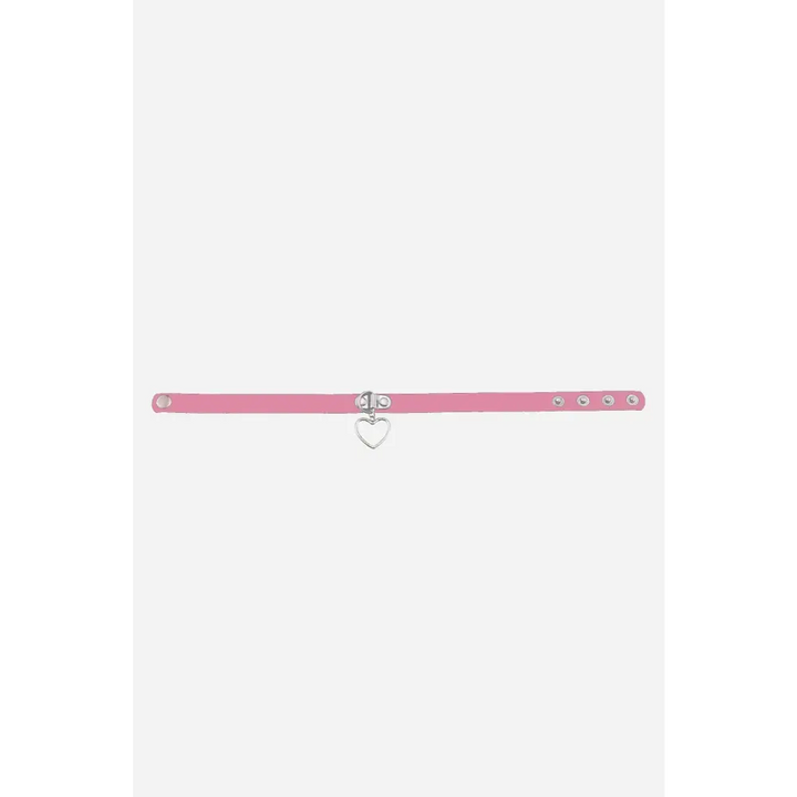 Pink heart charm choker necklace for kawaii pastel aesthetic style - one size / accessories