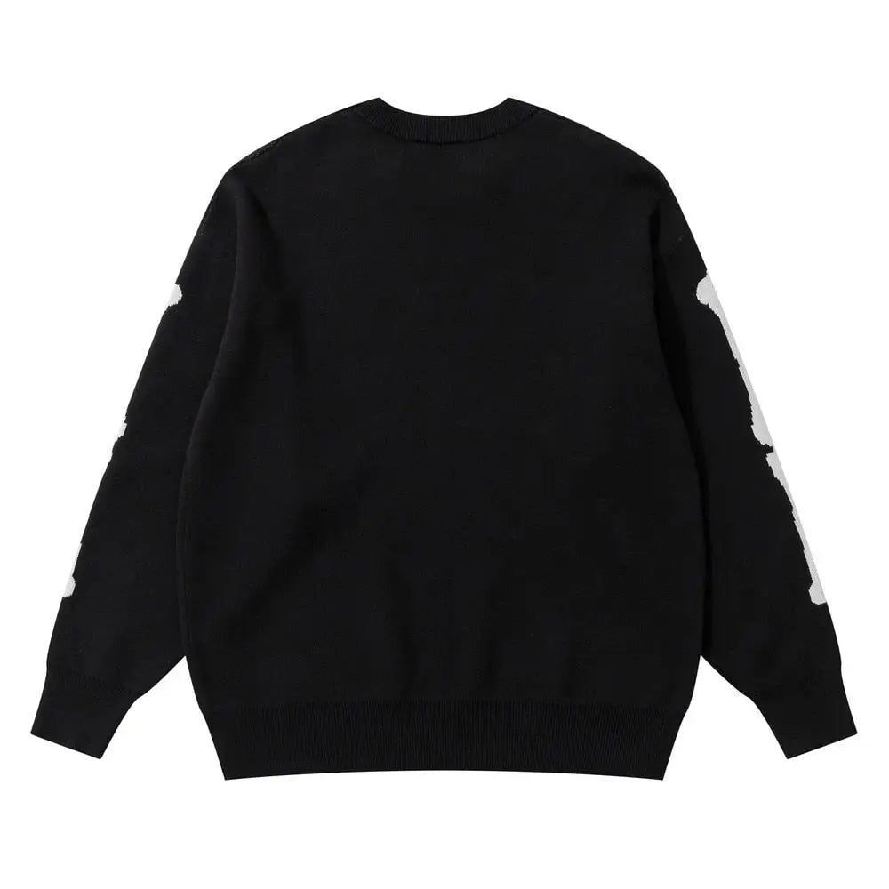 Y2k skull knitted hoodie - comfort and style