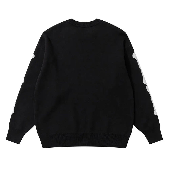 Y2k skull knitted hoodie - comfort and style