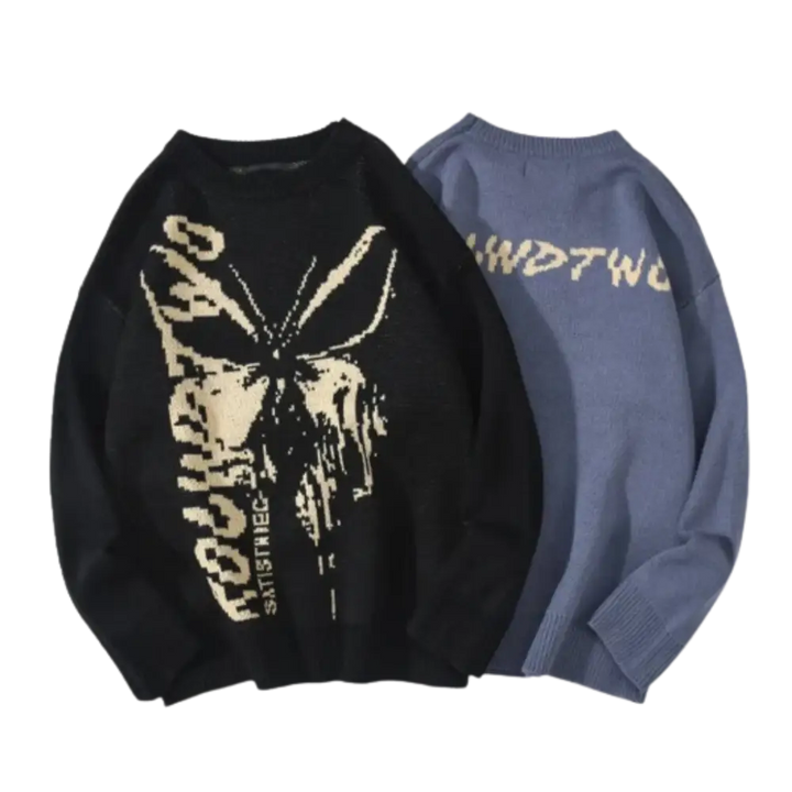 Knitterd butterfly y2k sweater in heavy 400gsm wool for urban style