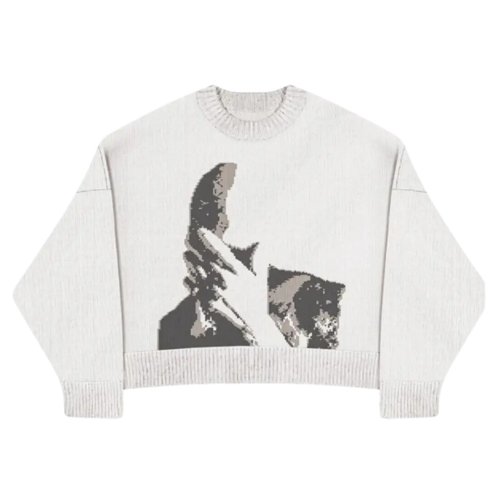 Knitterd desperate 2.0 heavy 400gsm sweater with y2k accents - white / m