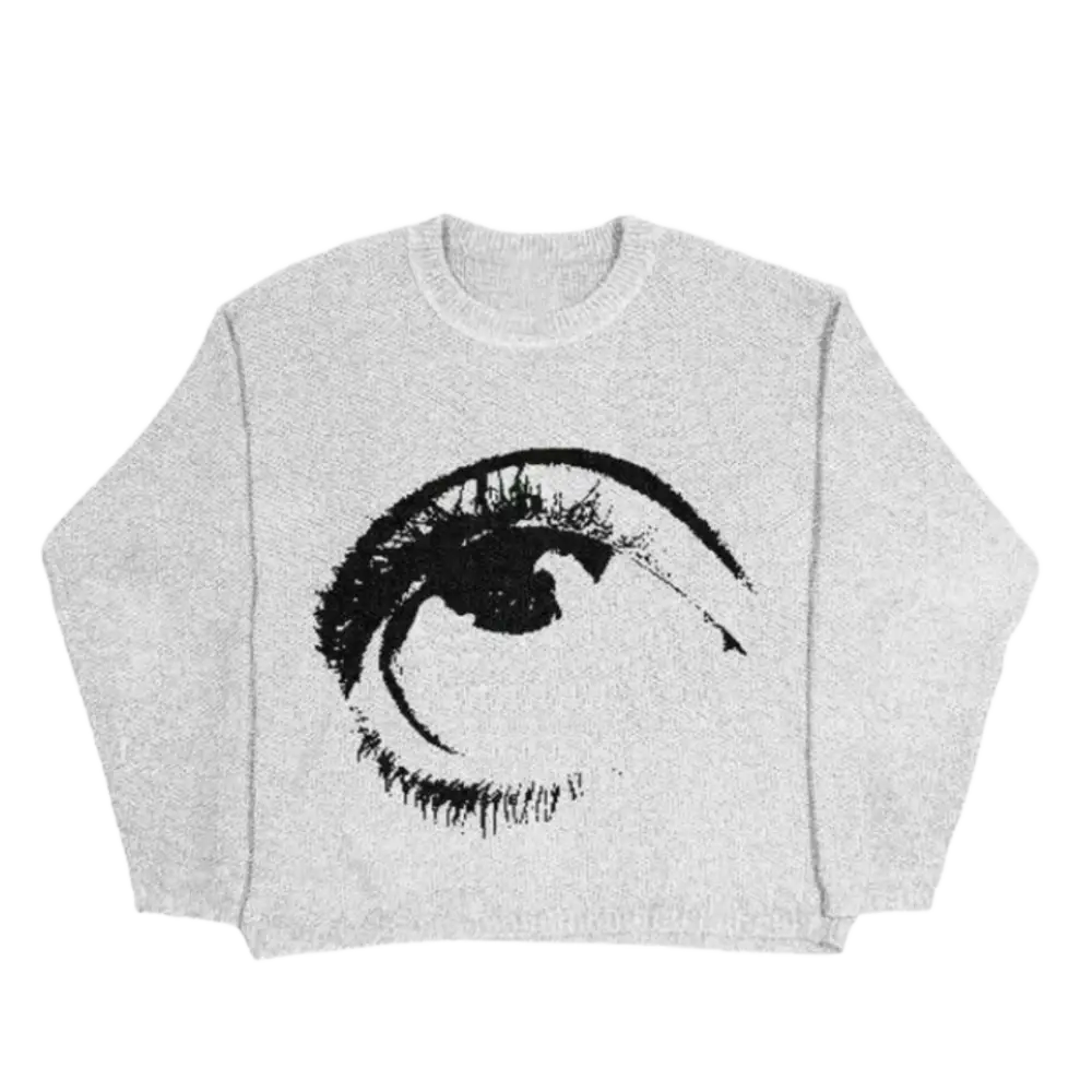 Lepull knitterd eye 2.0 heavy 400gsm sweater for y2k style - washed grey / m