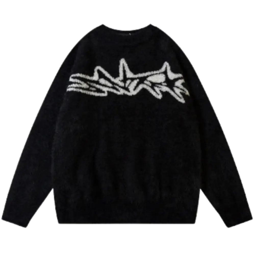 Knitterd graffiti heavy 400gsm y2k sweater for urban fashion lovers - black / s