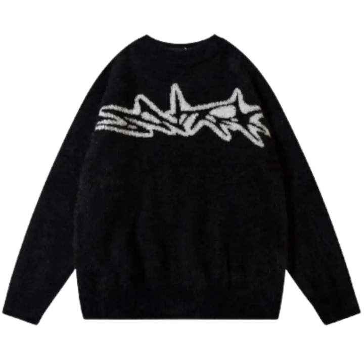 Knitterd graffiti heavy 400gsm y2k sweater for urban fashion lovers - black / s