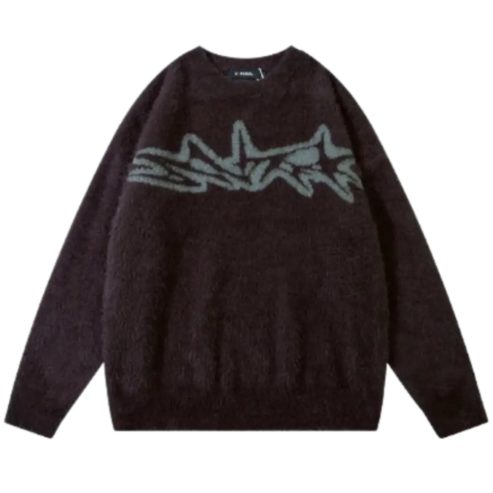 Knitterd graffiti heavy 400gsm y2k sweater for urban fashion lovers - braun / s