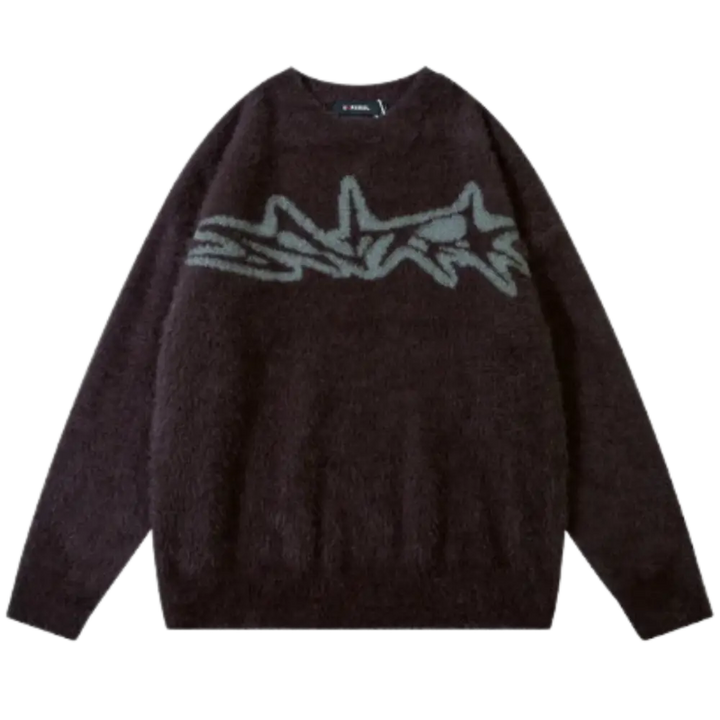 Knitterd graffiti heavy 400gsm y2k sweater for urban fashion lovers - braun / s